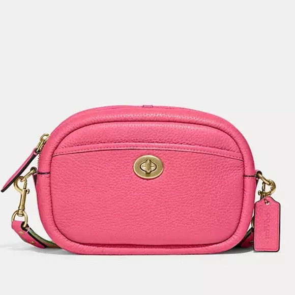 Coach Handbags - Coach  Camera Bag Pink Soft Pebble Leather Crossbody Two Adjustable Straps